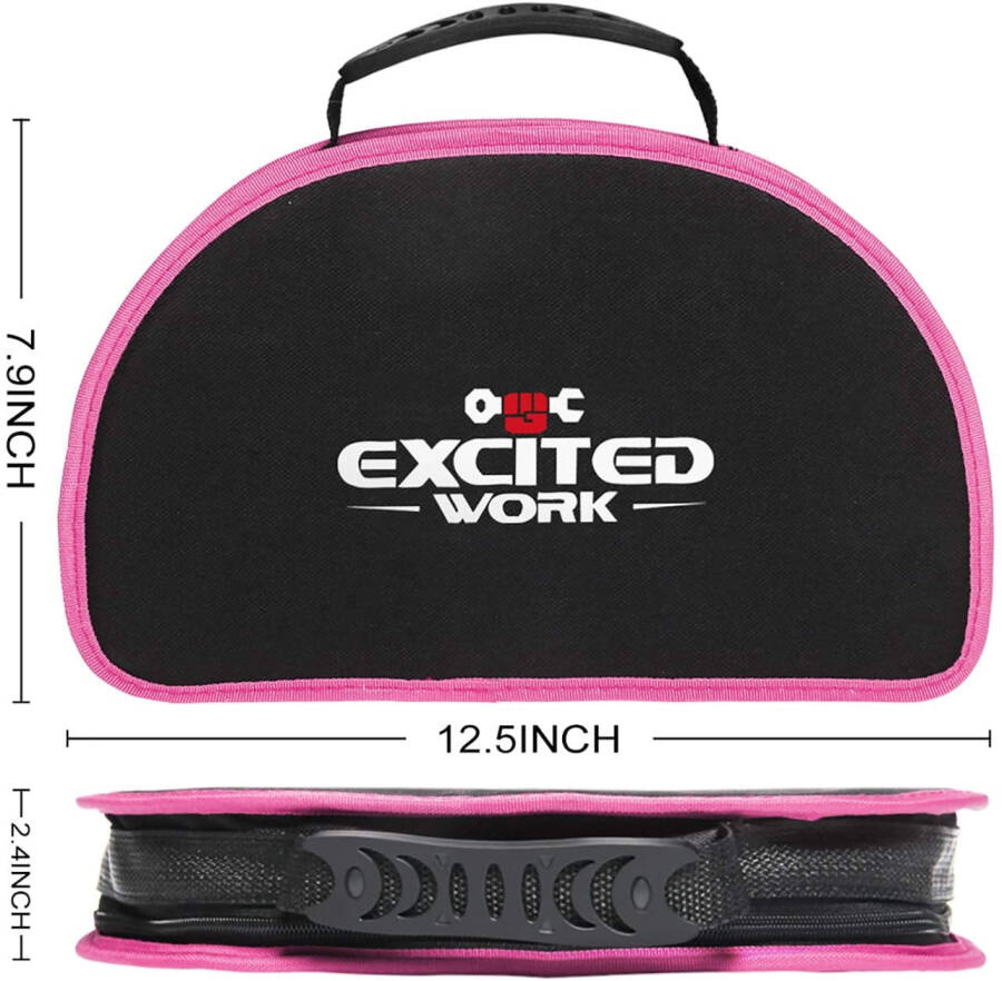 EXCITED WORK 69-Piece Pink Tool Kit, Ladies Hand Tool Set with Easy Carrying Round Pouch for DIY, Home Maintenance and Dorm Repair - 7