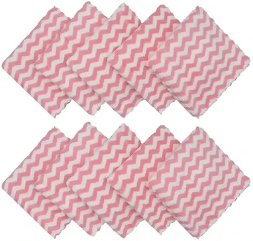 HFGBLG Microfiber Cleaning Cloth, 10 Pack Microfiber Rags,12inx12in, Pink | Lint Free Dish Cleaning Cloths, Fast Drying Dish Rags For Cleaning, Absorbent Washcloths - HFGBLG (1)