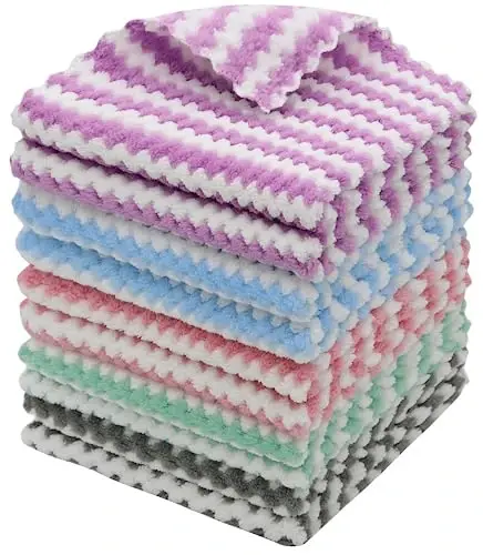 HFGBLG Microfiber Cleaning Cloth, 10 Pack Microfiber Rags,12”x12”,Mix Color | Lint Free Dish Cleaning Cloths, Fast Drying Dish Rags For Cleaning, Absorbent Washcloths - 1