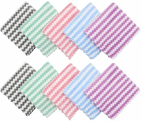 HFGBLG Microfiber Cleaning Cloth, 10 Pack Microfiber Rags,12”x12”,Mix Color | Lint Free Dish Cleaning Cloths, Fast Drying Dish Rags For Cleaning, Absorbent Washcloths - HFGBLG (1)
