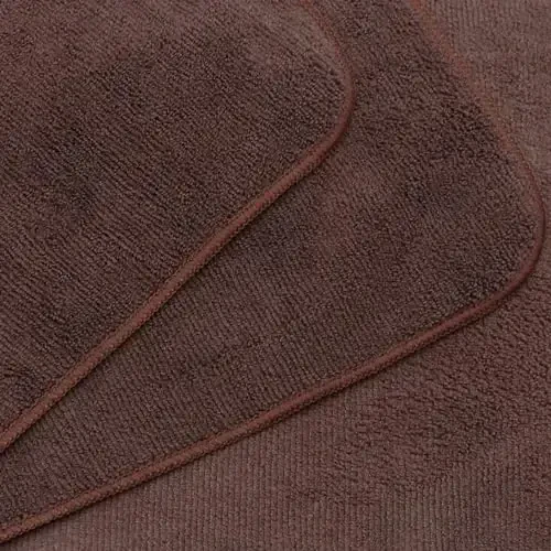 HFGBLG Microfiber Cleaning Cloth Fast Drying Kitchen Dish Cloths Cleaning Rags for Washing Dishes, Absorbent Lint Free Kitchen Washcloths Rags with Poly Scour Side, 12 Inch x 12 Inch (Brown) - 6