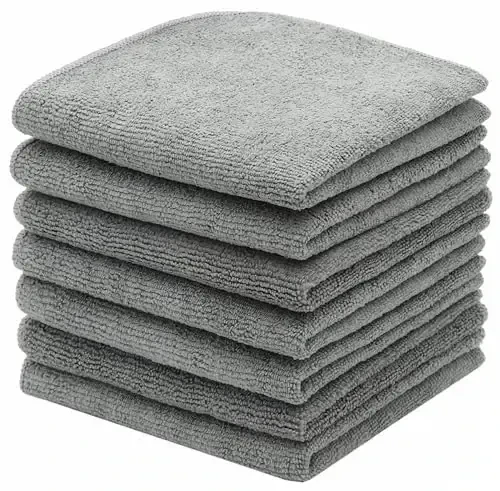 HFGBLG Microfiber Cleaning Cloth Fast Drying Kitchen Dish Cloths Cleaning Rags for Washing Dishes, Absorbent Lint Free Kitchen Washcloths Rags with Poly Scour Side, 12 Inch x 12 Inch (Gray) - HFGBLG (1)