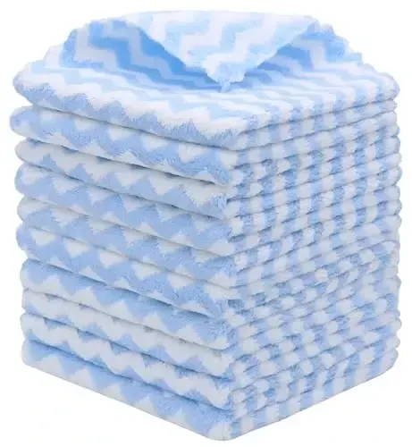 HFGBLG Microfiber Cleaning Cloth Lint Free Cleaning Rags, 10 Pack Fast Drying Dish Rags for Cleaning, Super Absorbent Kitchen Dish Cloths for Wash Dishes,12 in x 12 in (Blue) 