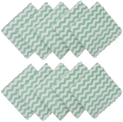 HFGBLG Microfiber Cleaning Cloth Lint Free Cleaning Rags, 10 Pack Fast Drying Dish Rags for Cleaning, Super Absorbent Kitchen Dish Cloths for Wash Dishes,12 in x 12 in (Green) - 2