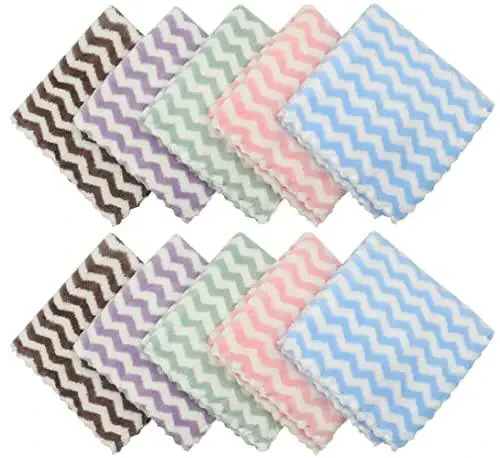 HFGBLG Microfiber Cleaning Cloth Lint Free Cleaning Rags, 10 Pack Fast Drying Dish Rags for Cleaning, Super Absorbent Kitchen Dish Cloths for Wash Dishes,12 in x 12 in, Mix Color - 2