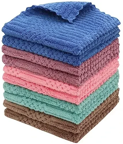 HFGBLG Microfiber Cleaning Cloth Lint Free Cleaning Rags, 10 Pack Fast Drying Dish Rags for Cleaning, Super Absorbent Kitchen Dish Cloths for Wash Dishes,12 in x 12 in, Mix Color 