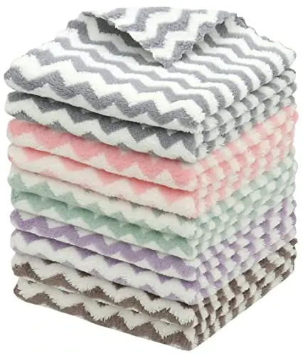 HFGBLG Microfiber Cleaning Cloth Lint Free Cleaning Rags, 10 Pack Fast Drying Dish Rags for Cleaning, Super Absorbent Kitchen Dish Cloths for Wash Dishes,12 in x 12 in, Mix Color 
