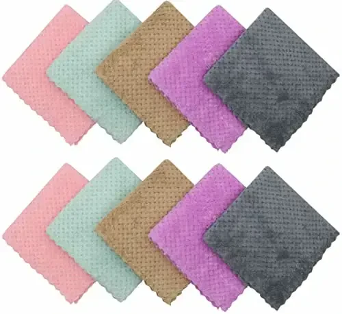 HFGBLG Microfiber Cleaning Cloth Lint Free Cleaning Rags, 10 Pack Fast Drying Dish Rags for Cleaning, Super Absorbent Kitchen Dish Cloths for Wash Dishes,12 in x 12 in, Mix Color - 2