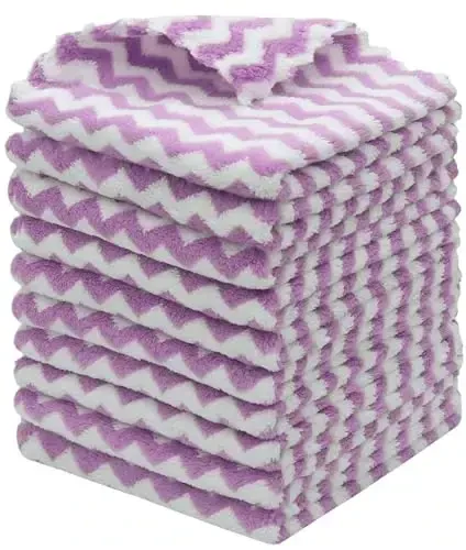 HFGBLG Microfiber Cleaning Cloth Lint Free Cleaning Rags, 10 Pack Fast Drying Dish Rags for Cleaning, Super Absorbent Kitchen Dish Cloths for Wash Dishes,12 in x 12 in (Purple) 