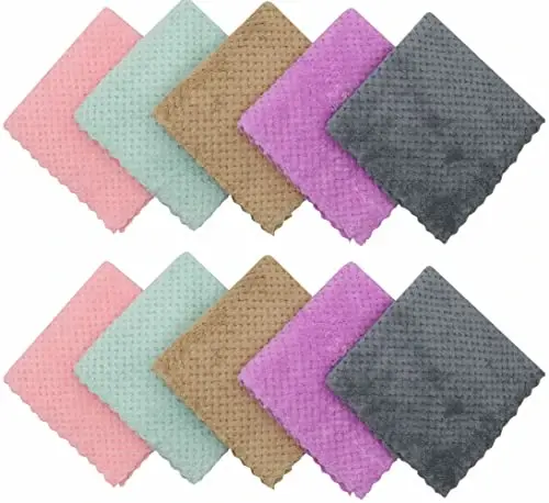 HFGBLG Microfiber Tozalash Mato Tolasi Bepul Tozalash Latta, 10 Paket Tez Quriydigan Idish Latta Tozalash uchun, Super Absorbent Oshxona Idish Mato Yuvish uchun, 12 dyuym x 12 dyuym, Aralash Rang - HFGBLG (1)