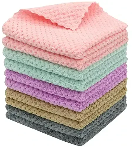 HFGBLG Microfiber Tozalash Mato Tolasi Bepul Tozalash Latta, 10 Paket Tez Quriydigan Idish Latta Tozalash uchun, Super Absorbent Oshxona Idish Mato Yuvish uchun, 12 dyuym x 12 dyuym, Aralash Rang 