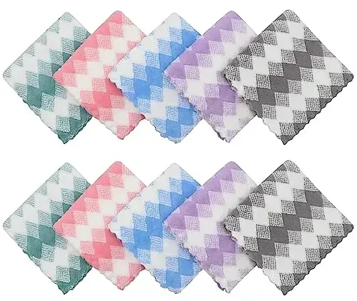 HFGBLG Microfiber Tozalash Matosi Tolasi Bo'lmagan Tozalash Latasi, 10 Pachka Tez Quritadigan Idish Latasi Tozalash uchun, Super Singdiruvchan Oshxona Idish Matolari Idishlarni Yuvish uchun, 12 dyuym x 12 dyuym, Aralash Rang - 2