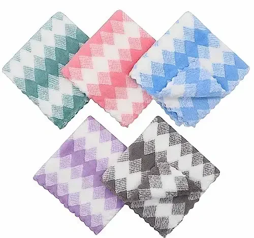 HFGBLG Microfiber Tozalash Matosi Tolasi Bo'lmagan Tozalash Latasi, 10 Pachka Tez Quritadigan Idish Latasi Tozalash uchun, Super Singdiruvchan Oshxona Idish Matolari Idishlarni Yuvish uchun, 12 dyuym x 12 dyuym, Aralash Rang - 3