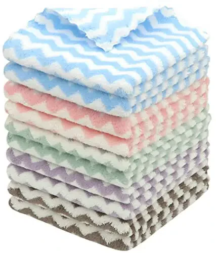 HFGBLG Microfiber Cleaning Cloth Lint Free Cleaning Rags, 10 Pack Fast Drying Dish Rags for Cleaning, Super Absorbent Kitchen Dish Cloths for Wash Dishes,12 in x 12 in, Mix Color - 1