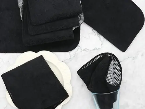 HFGBLG Microfiber Cleaning Cloth Fast Drying Kitchen Dish Cloths Cleaning Rags for Washing Dishes, Absorbent Lint Free Kitchen Washcloths Rags with Poly Scour Side, 12 Inch x 12 Inch (Black) - 7