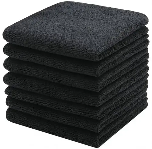 HFGBLG Microfiber Cleaning Cloth Fast Drying Kitchen Dish Cloths Cleaning Rags for Washing Dishes, Absorbent Lint Free Kitchen Washcloths Rags with Poly Scour Side, 12 Inch x 12 Inch (Black) - HFGBLG (1)