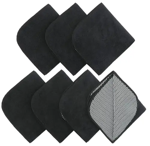 HFGBLG Microfiber Cleaning Cloth Fast Drying Kitchen Dish Cloths Cleaning Rags for Washing Dishes, Absorbent Lint Free Kitchen Washcloths Rags with Poly Scour Side, 12 Inch x 12 Inch (Black) - 3