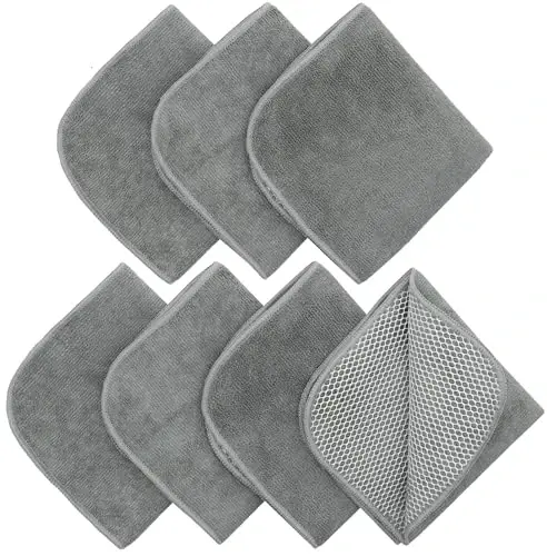 HFGBLG Microfiber Cleaning Cloth Fast Drying Kitchen Dish Cloths Cleaning Rags for Washing Dishes, Absorbent Lint Free Kitchen Washcloths Rags with Poly Scour Side, 12 Inch x 12 Inch (Gray) - 3