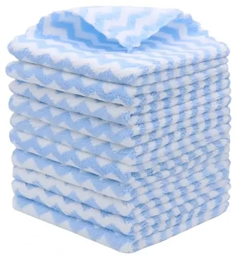 HFGBLG Microfiber Cleaning Cloth Lint Free Cleaning Rags, 10 Pack Fast Drying Dish Rags for Cleaning, Super Absorbent Kitchen Dish Cloths for Wash Dishes,12 in x 12 in (Blue) - 1