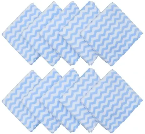 HFGBLG Microfiber Cleaning Cloth Lint Free Cleaning Rags, 10 Pack Fast Drying Dish Rags for Cleaning, Super Absorbent Kitchen Dish Cloths for Wash Dishes,12 in x 12 in (Blue) - 2