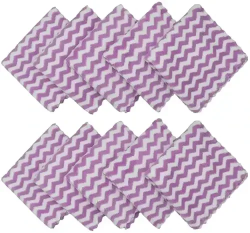 HFGBLG Microfiber Cleaning Cloth Lint Free Cleaning Rags, 10 Pack Fast Drying Dish Rags for Cleaning, Super Absorbent Kitchen Dish Cloths for Wash Dishes,12 in x 12 in (Purple) - 2