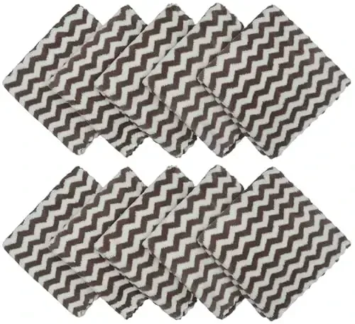 HFGBLG Microfiber Cleaning Cloth Lint Free Cleaning Rags, 10 Pack Fast Drying Dish Rags for Cleaning, Super Absorbent Kitchen Dish Cloths for Wash Dishes,12 in x 12 in (Brown) - 2