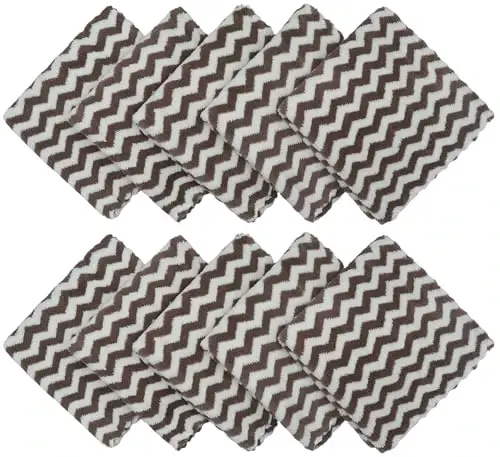 HFGBLG Microfiber Cleaning Cloth Lint Free Cleaning Rags, 10 Pack Fast Drying Dish Rags for Cleaning, Super Absorbent Kitchen Dish Cloths for Wash Dishes,12 in x 12 in (Brown) - 2