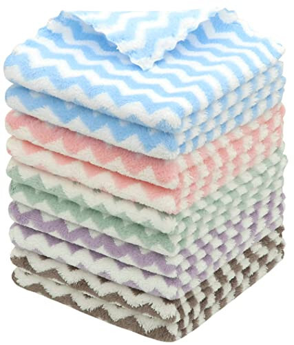 HFGBLG Mikrofiber Tozalash Matosi Tuksiz Tozalash Latta, 10 Paket Tez Quritadigan Idish Latta Tozalash Uchun, Super Changuvchan Oshxona Idish Matosi Idish Yuvish Uchun,12 dyuym x 12 dyuym, Aralash Rang - MODAZONE
