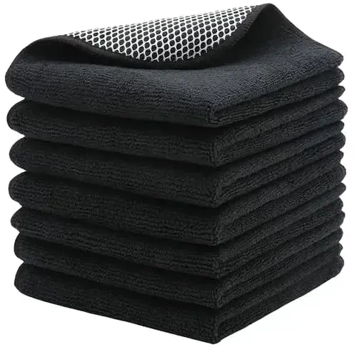 HFGBLG Mikrofiber Tozalovchi Mato Tez Quritadigan Oshxona Sochiqlari Idish Yuvish uchun Latta, Changsiz Super Chang Yutuvchi Oshxona Latta Poliuretanli Qirra bilan, 12 dyuym x 12 dyuym (Moviy) - 1