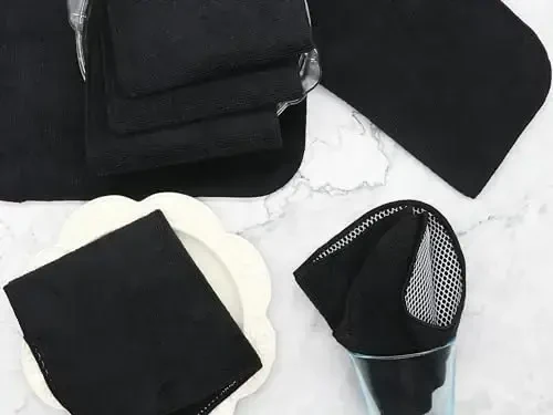 HFGBLG Салфетки из микрофибры для уборки, быстросохнущие кухонные тряпки для мытья посуды, абсорбирующие безворсовые кухонные тряпки с полимерной стороной, 30 x 30 см (черный) - 7