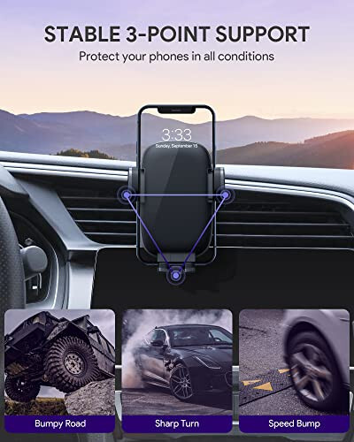 HHJ Phone Mount for Car [Super Stable & Easy] Upgraded Air Vent Clip Car Phone Holder Mount Fit for All Cell Phone with Thick Case Handsfree Car Mount for iPhone Automobile Cradles Universal - 9