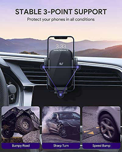 HHJ Phone Mount for Car [Super Stable & Easy] Upgraded Air Vent Clip Car Phone Holder Mount Fit for All Cell Phone with Thick Case Handsfree Car Mount for iPhone Automobile Cradles Universal - 5