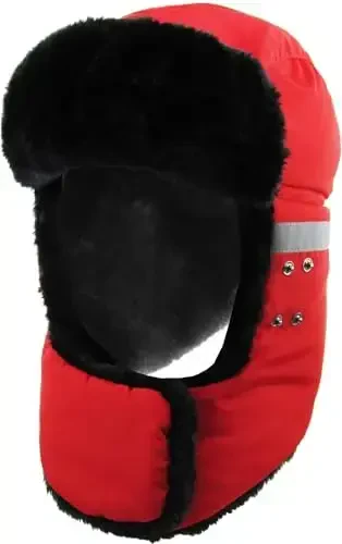 Hi Viz Trapper Warm Workwear Cold Windproof Winter Aviator Trooper Hunting Hat Ushanka Bike - HI (1)