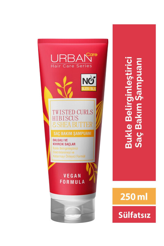 Hibiscus & Shea Butter Kıvırcık ve Dalgalı Saçlara Özel Saç Bakım Şampuanı-sülfatsız-250ml - URBAN CARE