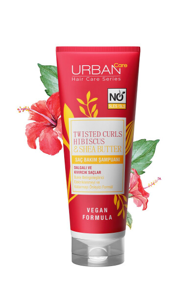 Hibiscus & Shea yog'i burmali va to'lqinli sochlar uchun shampun - sulfatsiz - 250ml - 12