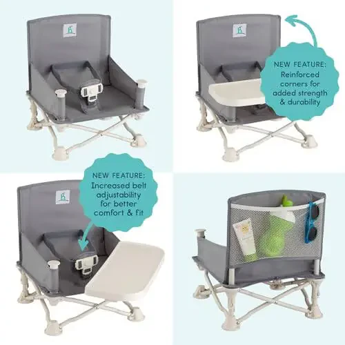 Hiccapop OmniBoost Travel Booster Seat with Tray for Baby, Dining Table, Camping, Beach, Grandma’s | Folding Portable Tip-Free Design Straps to Kitchen Chairs - 29