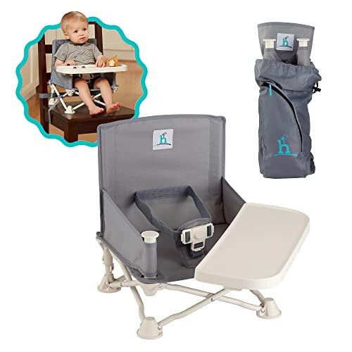 Hiccapop OmniBoost Travel Booster Seat with Tray for Baby, Dining Table, Camping, Beach, Grandma’s | Folding Portable Tip-Free Design Straps to Kitchen Chairs - 31
