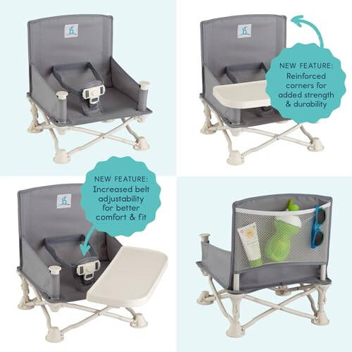 Hiccapop OmniBoost Travel Booster Seat with Tray for Baby, Dining Table, Camping, Beach, Grandma’s | Folding Portable Tip-Free Design Straps to Kitchen Chairs - 11