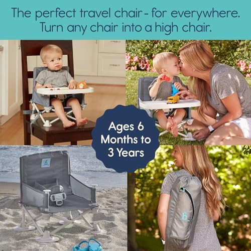 Hiccapop OmniBoost Travel Booster Seat with Tray for Baby, Dining Table, Camping, Beach, Grandma’s | Folding Portable Tip-Free Design Straps to Kitchen Chairs - 34