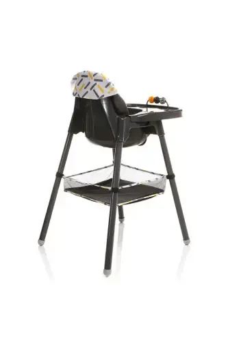 High Chair Baby Feeding Dining Chair Portable with Basket Toy Detachable Front Tray-Gray - 4