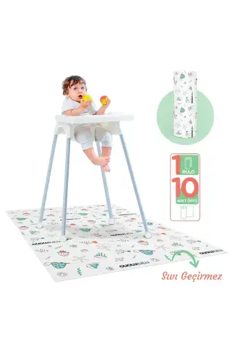 High Chair Under and Activity Cover - Disposable - 1 Roll of 10 - Blue - 1