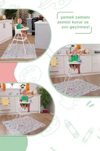 High Chair Under and Activity Cover - Disposable - 1 Roll of 10 - Blue - 4