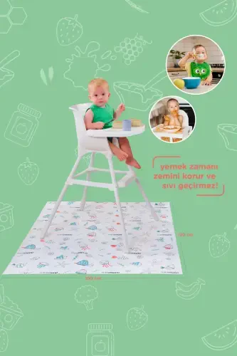 High Chair Under and Activity Cover - Disposable - 1 Roll of 10 - Blue - 7