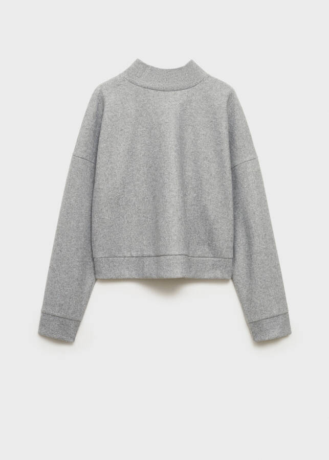 High-neck fluffy sweatshirt (Grey) - 8