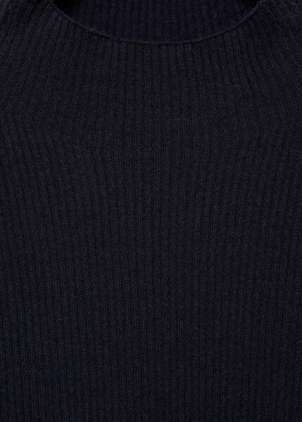 High neck, ribbed knit, ecru sweater. - 4