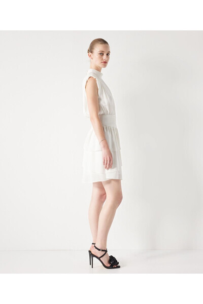 High-neck, ruffled dress - 5