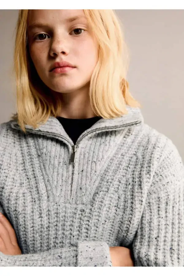 High neck zip-up sweater - 1