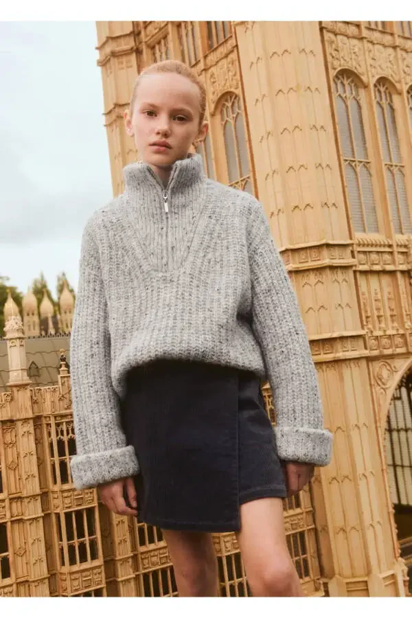 High neck zip-up sweater - 6