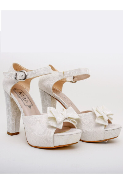 High Platform Lace Embroidered Wedding Shoes - 4