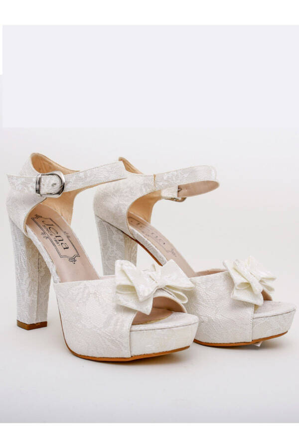 High Platform Lace Embroidered Wedding Shoes - 4